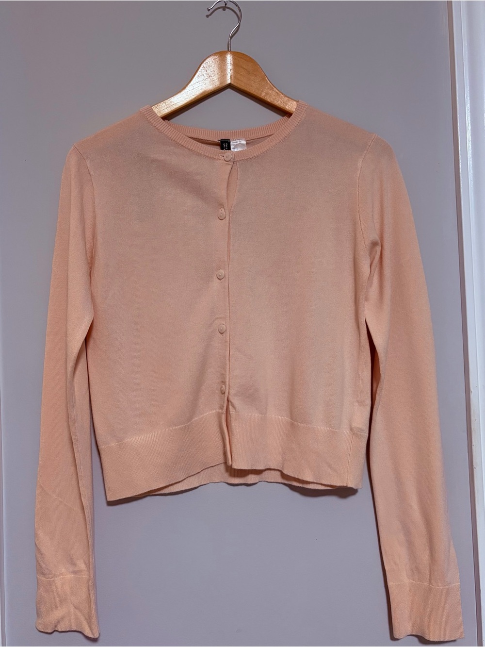 H&M Light Pink Button-Front Crewneck Cardigan